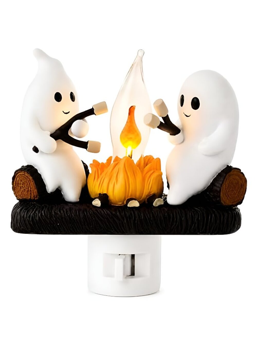 Ghost Campfire Night Light, Plug-in Wall Flickering Flame Nightlight, Halloween